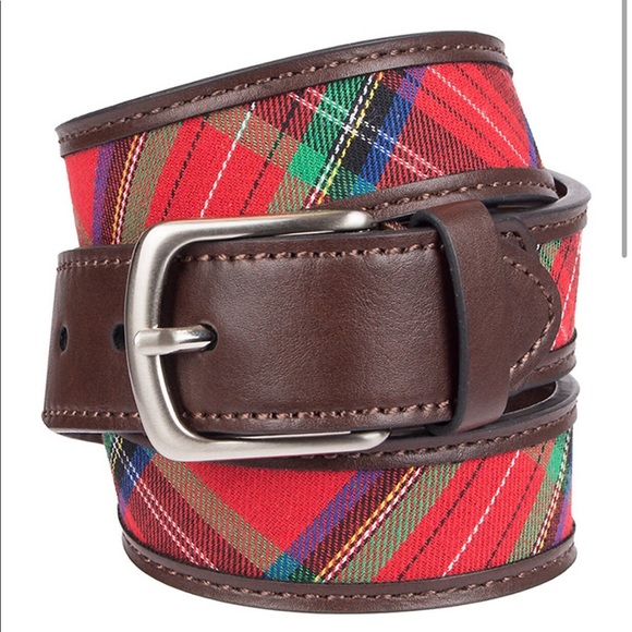 Crown & Ivy brown leather tartan plaid belt Youth Large s 4-6 Christmas - Picture 2 of 7